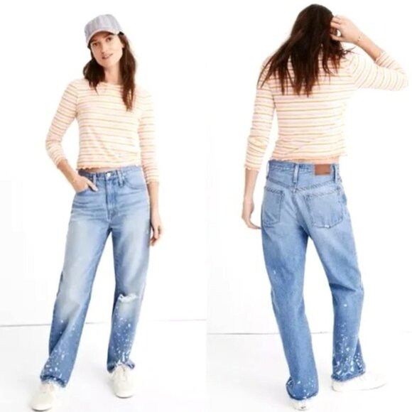 NWT Madewell Jeans The Dad Limited Edition Distressed Bleach Splattered. Size 29 - Picture 16 of 16